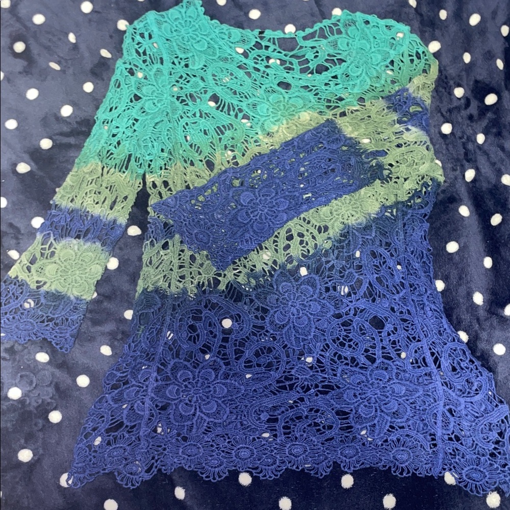 Lace Women Top - Green and Blue